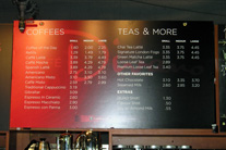 coffee shop menu board