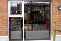 Frosted contout cut vinyl,  window graphics