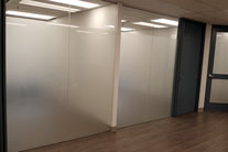 Frosted cut vinyl window graphics